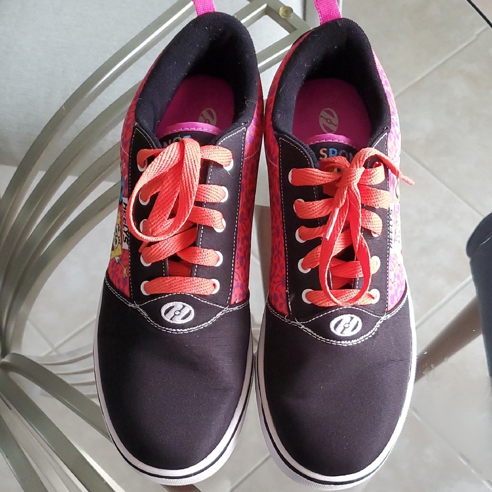 Heelys Black Sneakers with Pink Panels and Coral Laces